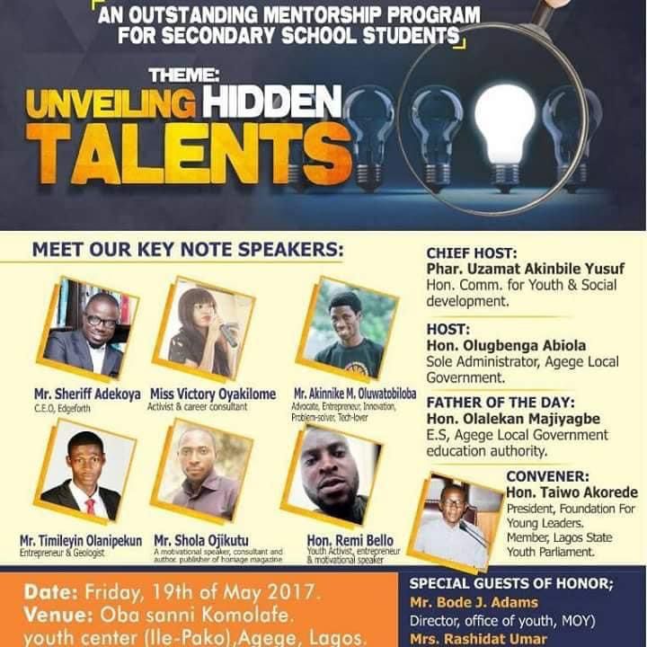 Outstanding Mentorship Program for Secondary School Students, in partnership with the Lagos State Government